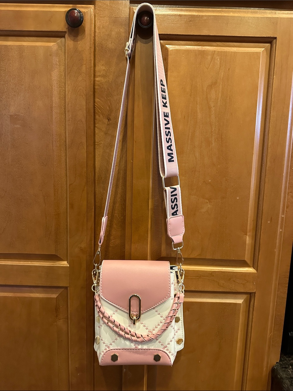 Pink Crossbody Shoulder Bag with Braided Detail
